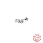 New S925Sterling Silver Stud Earrings18G Flat Head Push Piercing Cartilage Earrings Hot Selling Piercing Ear Lobe