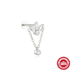 S925Sterling Silver Horse Eye Inlaid Diamond Crown Double-Sided Wearable Soft Bone Threaded Piercing Ear Bone Stud New Earrings for Women