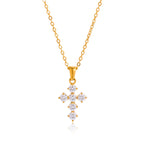 Stainless Steel Zircon Cross Necklace Pendant Clavicle Chain Jewelry