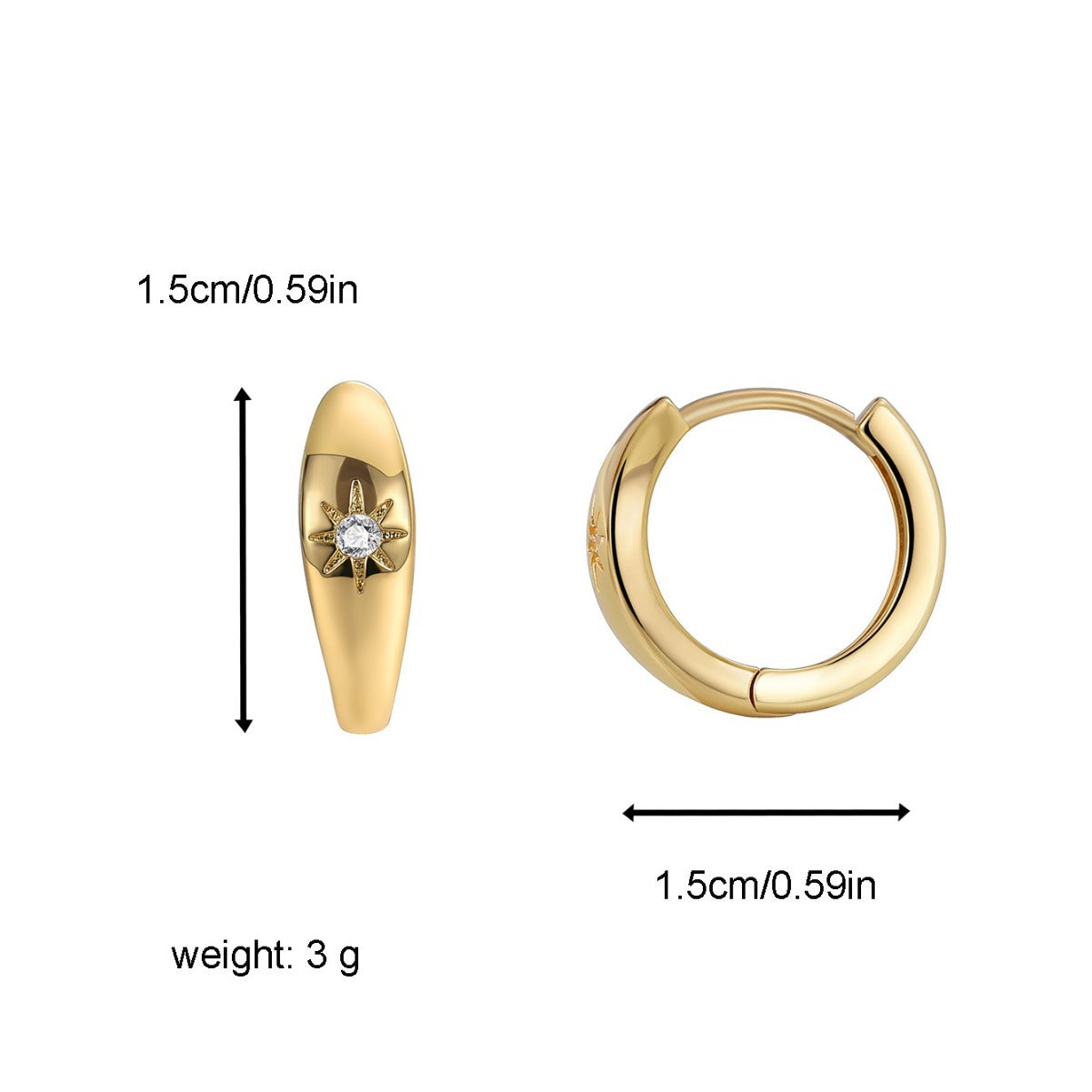 E0449 Fashionable Exquisite Earrings for Women, Minimalist Style, Smooth Surface, Sunlight Zirconia Inlaid Earrings