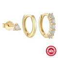 Sterling Silver Opal Diamond Hoop Earrings — collection product image 06