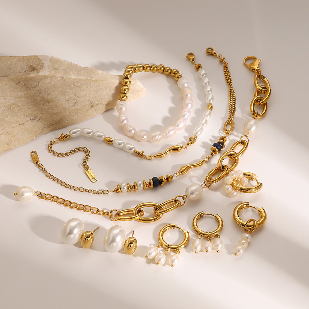 Stainless Steel Pearl Bracelet Earrings Jewelry earrings