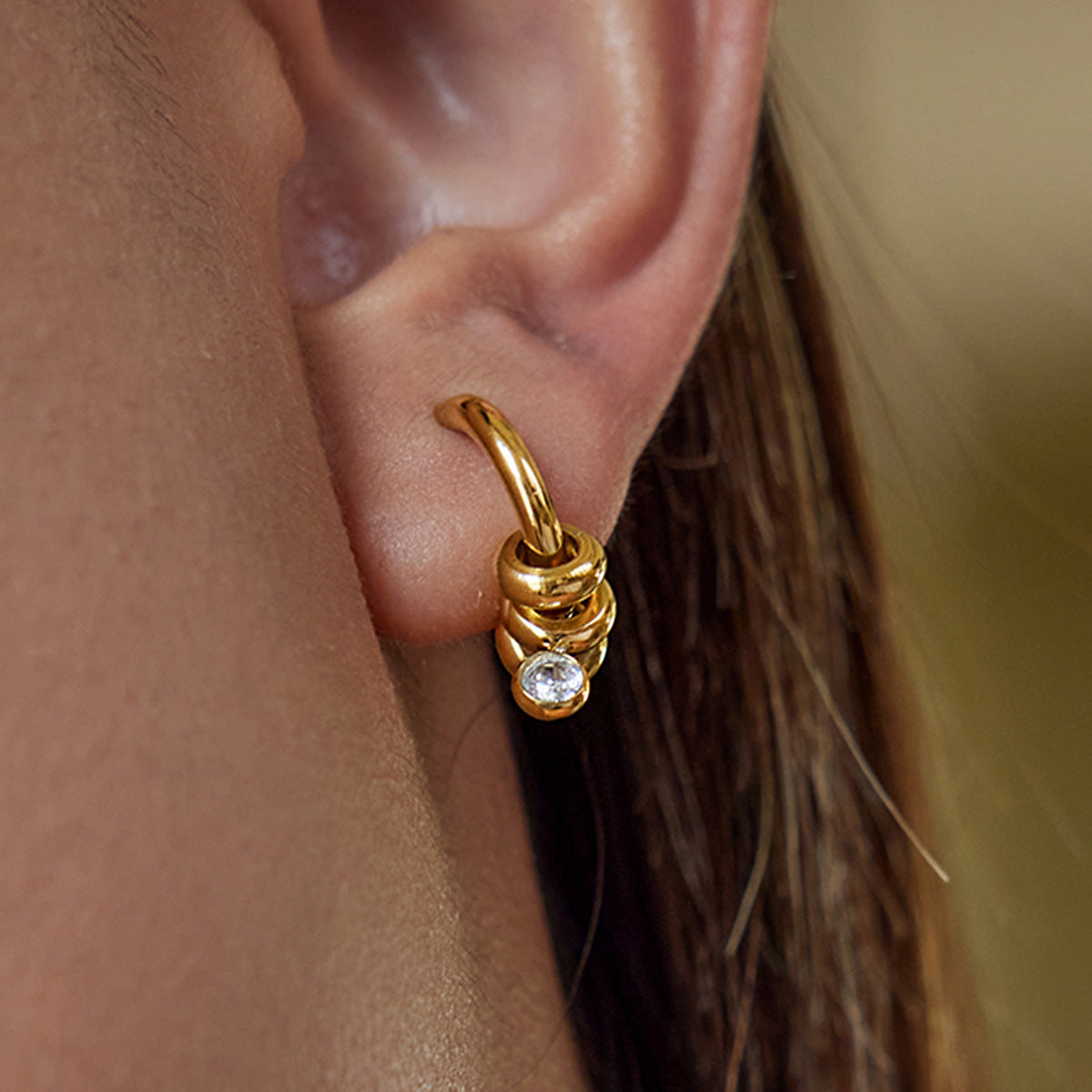 Stainless Steel Zircon Earrings Studs Non-Fading Jewelry for Women