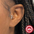 925Sterling Silver Style Inlaid Diamond Octagonal Star Heart Flat Head Soft Bone Piercing Ear Bone Stud New Threaded Earrings