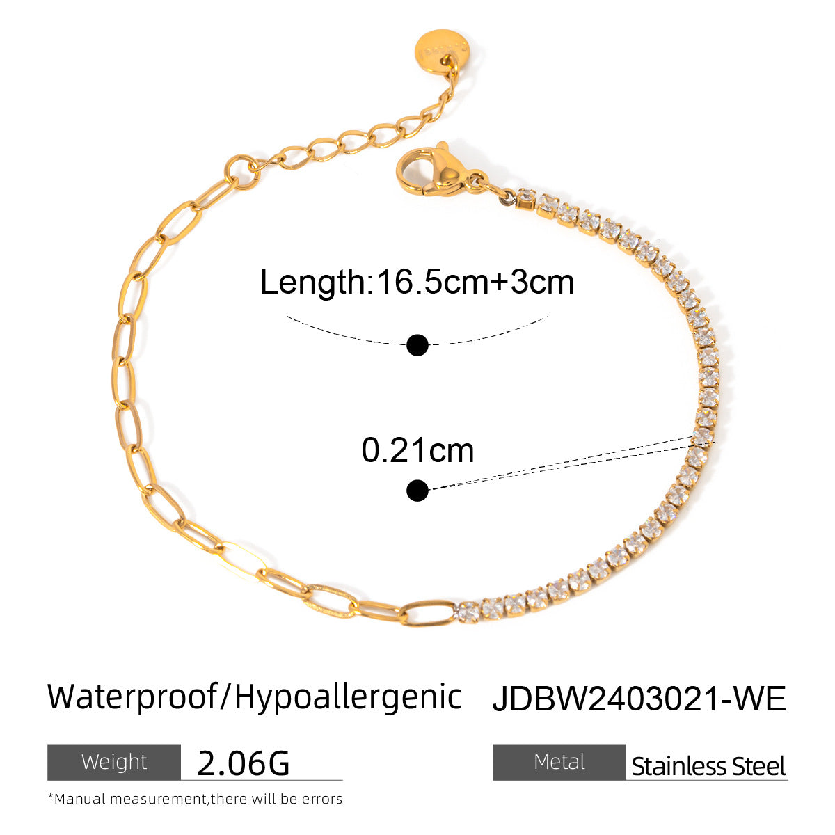 Stainless Steel Zircon Bracelet Plain Ring Bracelet Open Bracelet