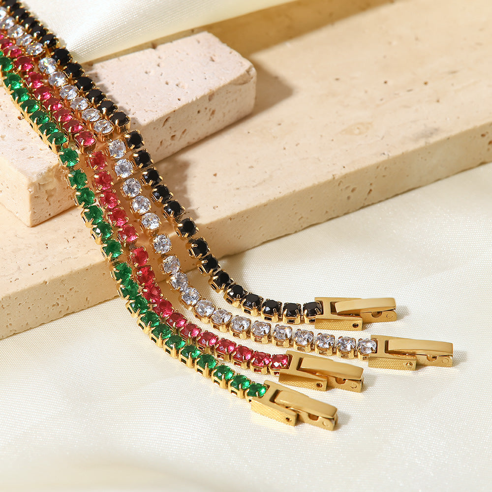 Fashionable and Versatile New Bracelet14K Gold Inlaid Full Zircon Stainless Steel Bracelet Vintage Bracelet for Women
