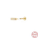 New S925Sterling Silver Stud Earrings18G Flat Head Push Piercing Cartilage Earrings Hot Selling Piercing Ear Lobe