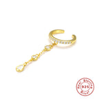 S925Sterling Silver Single Row Diamond Tassel Ear Clip Ear Buckle Earrings Korean Version No Piercing High-end Ear Clip Ear Jewelry for Women