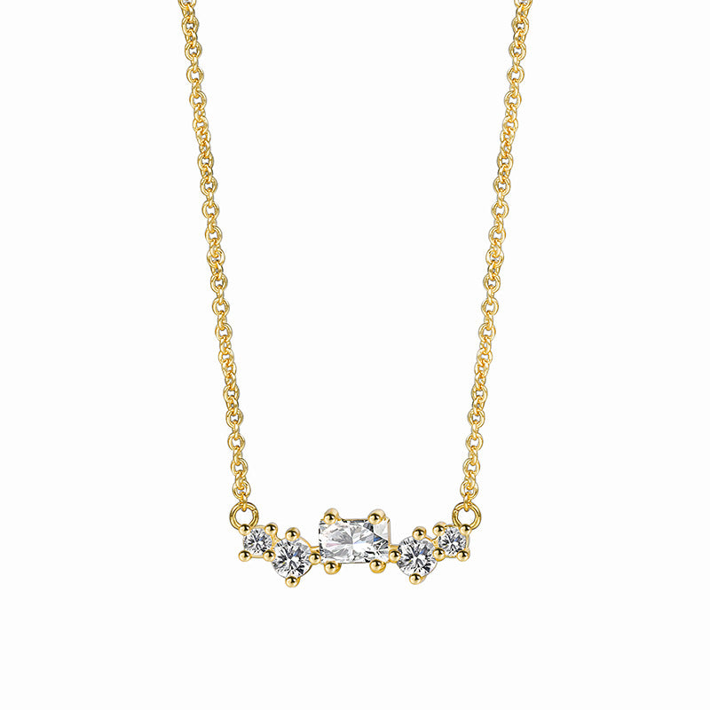 N0190 Fashion Retro Design Pendant for Women Layered Geometric Zircon Necklace Jewelry