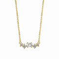 Gold-Plated Brass Geometric Layered CZ Pendant Necklace with a geometric design profile — jewelry finish and design detail