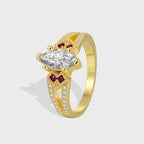 R0514 Simple Water Drop Shape Zircon Ring for Women Fashion Micro Pave White Zircon