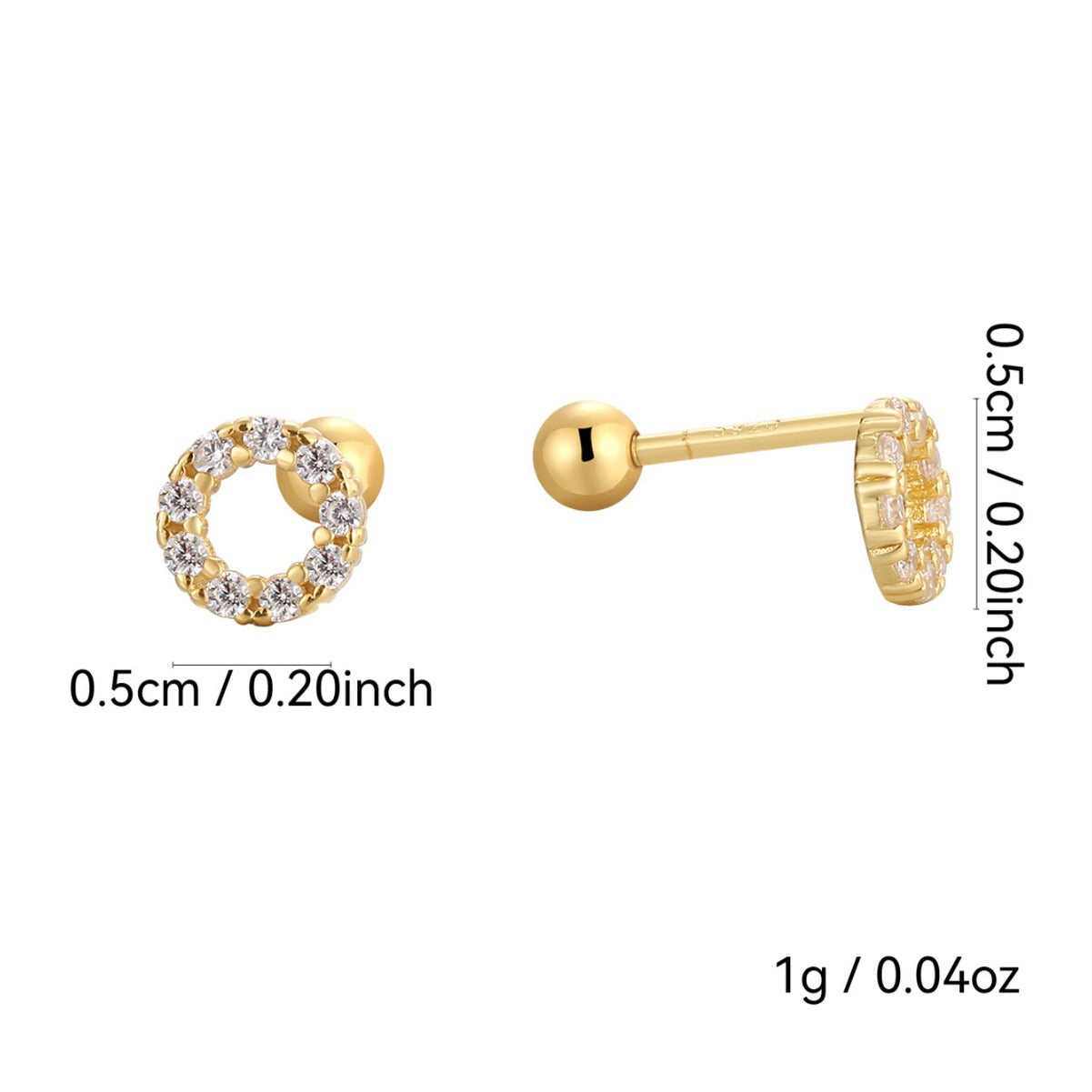 SE0211  s925Silver Circle Inlaid Diamond Earrings Summer Women gold Earrings