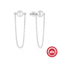 925 Silver Pearl inlaid cubic zirconia Pendant Tassel Earrings — jewelry product photo 09 — jewelry finish and design detail
