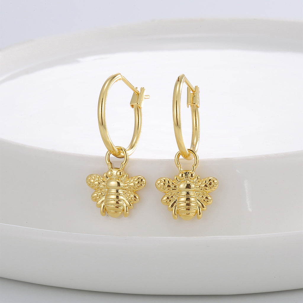 E0828 Earrings for Women Creative Design Gold-Plated Bee Drop Earrings