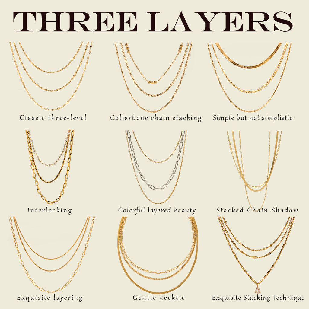 Three-layer Stacked Necklace Accessories for Women Collarbone Chain Stainless Steel Jewelry