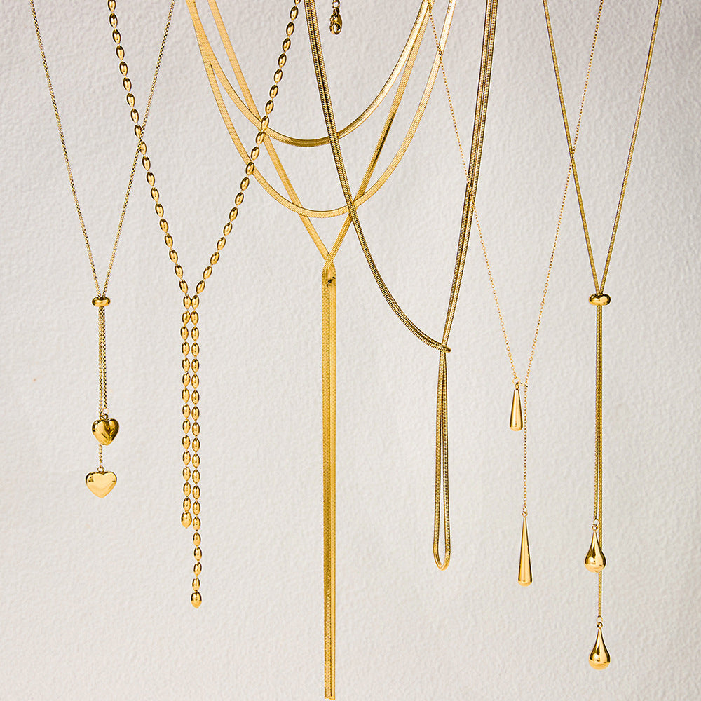 Stainless Steel Chain y Chain Necklace Jewelry Long Necklace Autumn Winter Sweater Chain