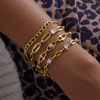 18k Zircon Bracelet Non-Fading Stainless Steel Jewelry for Women