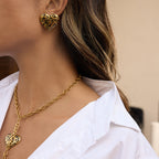 Heart Necklace Accessories for Women, Oil Drop Earrings, Non-Fading Jewelry, Stainless Steel Jewelry for Women