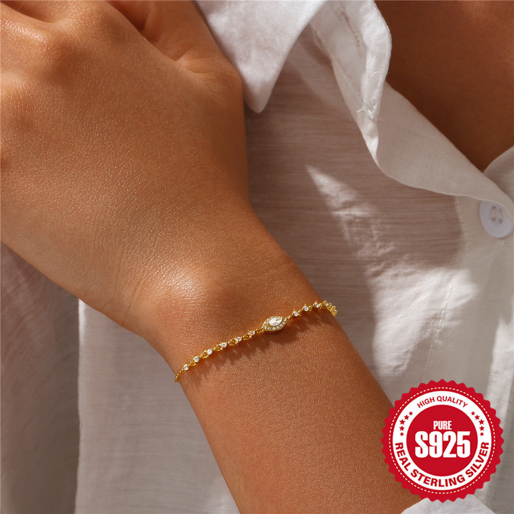 925 Sterling Silver Eye Tennis Diamond Bracelet For Women