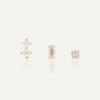 SE0261 S925Silver Three Rhombus Ear Bone Studs Design Sense Geometric Earrings Trendy Pendant