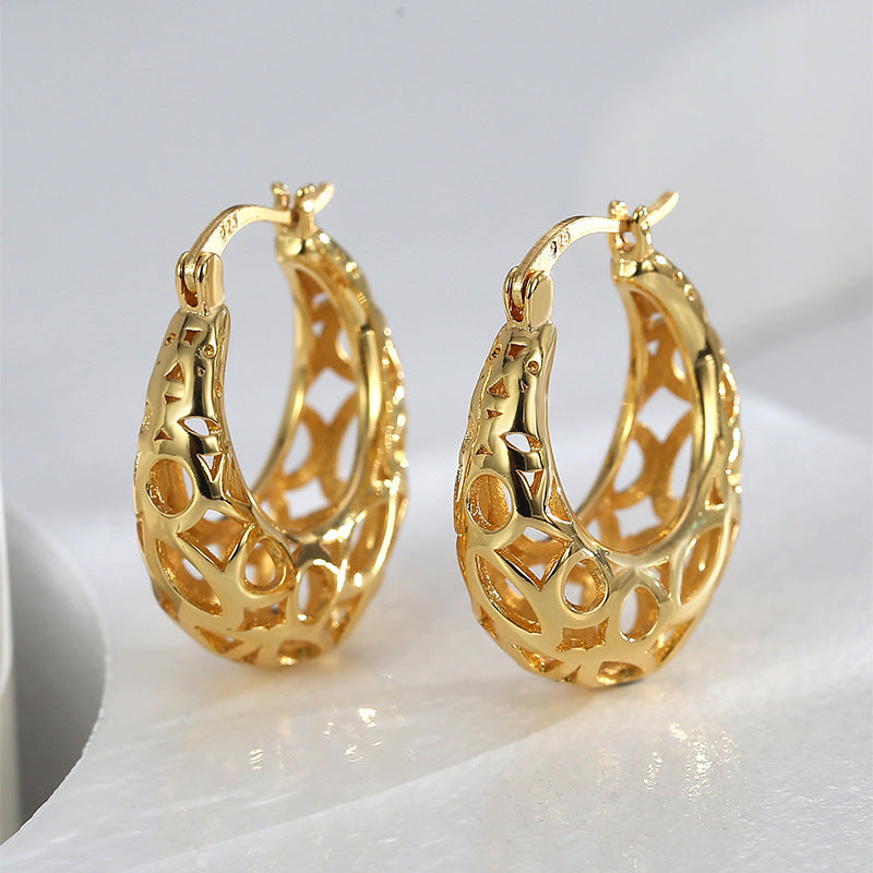 E0523 Fashion Design Hollow Earrings for Women Creative Trendy Cool Irregular Texture Ear Clips