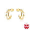 925 Sterling Silver C Wave Single Row Diamond Stud Earrings — collection product image 06