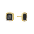 Gold-Plated Brass Square Pavé CZ Stud Earrings in a gold-tone brass finish