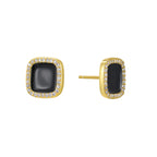 E0715 Korean Style Black Square Epoxy Stud Earrings for Women Simple Fashion Micro Inlaid Zircon Earrings