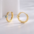 E0667 Fashion Earrings for Women Geometric Round Blue Zircon Minimalist Hoop Earrings