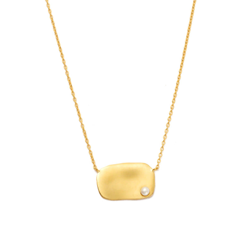 S925 Sterling Silver Irregular Initial Collarbone Necklace With Pearl