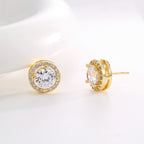E0748 French Style Exquisite Simple Geometric Round Design Earrings for Women Gold-Plated Versatile Zircon Earrings