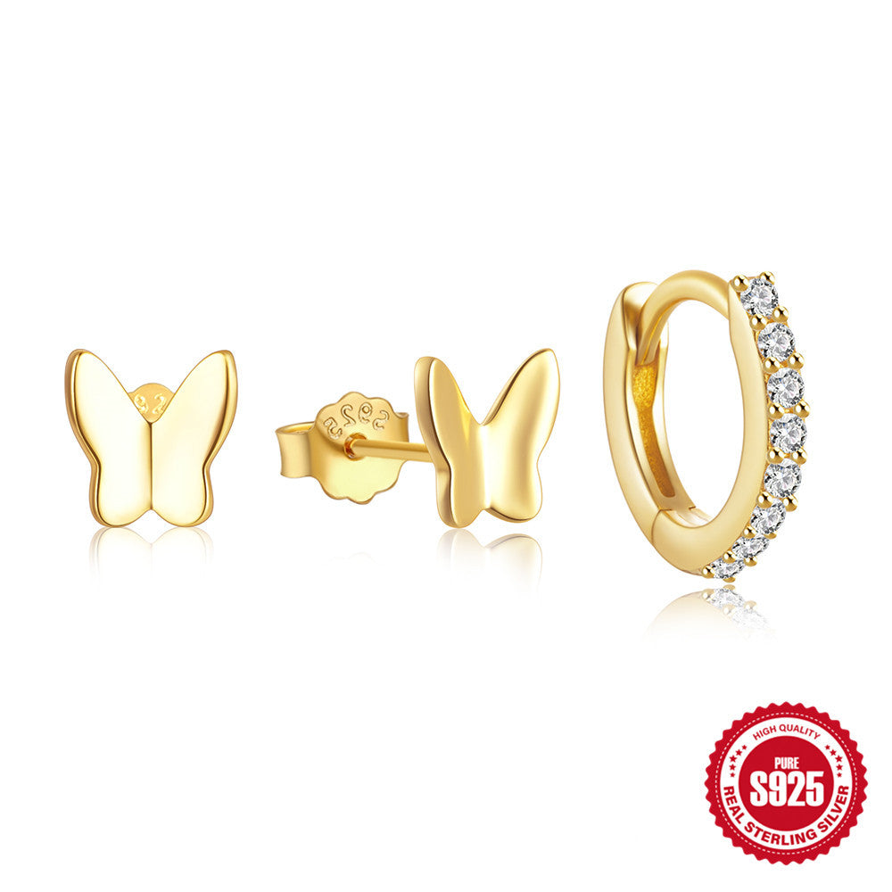 925Sterling Silver Mini Geometric Butterfly Earrings Earrings Earrings Set Hot Selling Earrings for Women