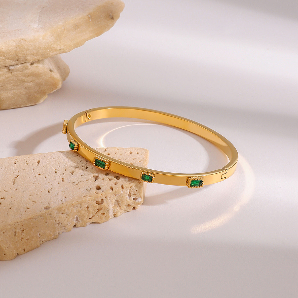 2H Stainless Steel Green Zircon Bracelet High Version Buckle Bracelet bracelet