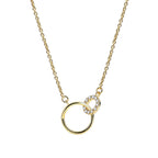 N0085 Double Ring Buckle Necklace Women's Circle Interlocking Geometric Pendant Clavicle Chain