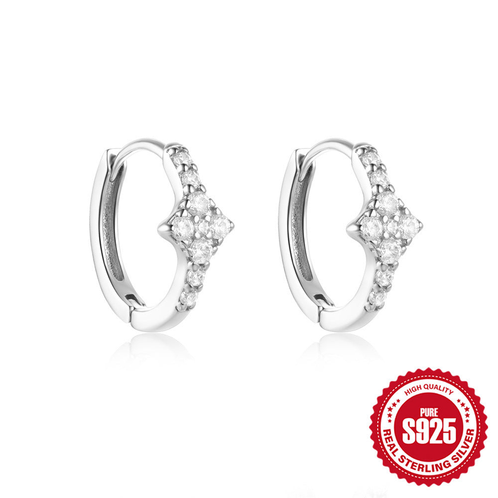 S925Sterling Silver Inlaid Diamond Floral Hoop Earrings Hot Sale Simple Daily Matching Classic Earrings