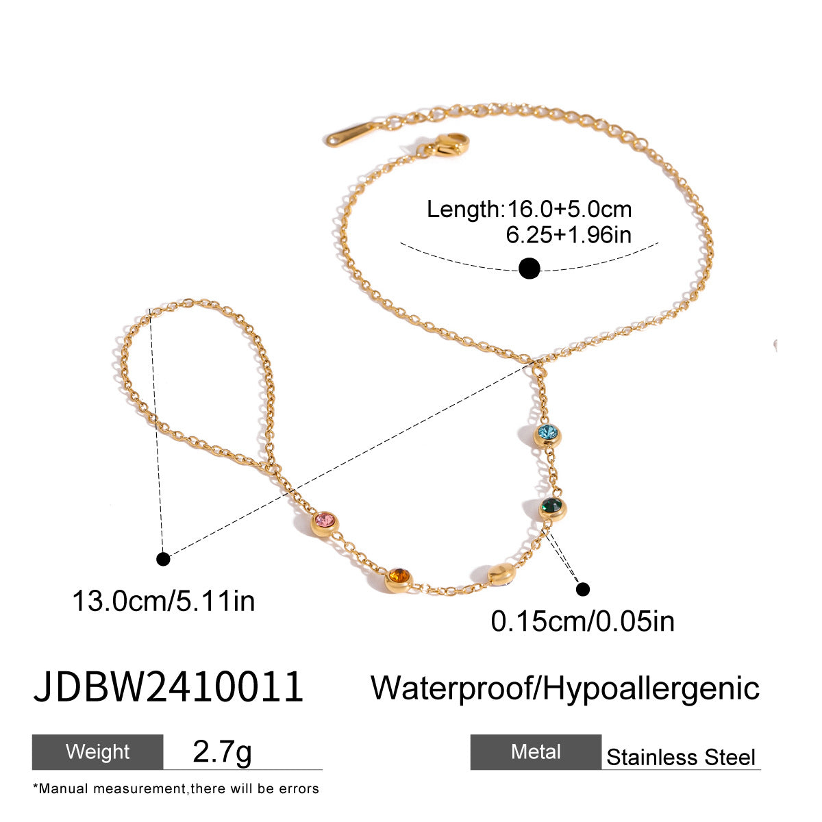 Stainless Steel Zircon Pearl Finger Bracelet Non-Fading Jewelry