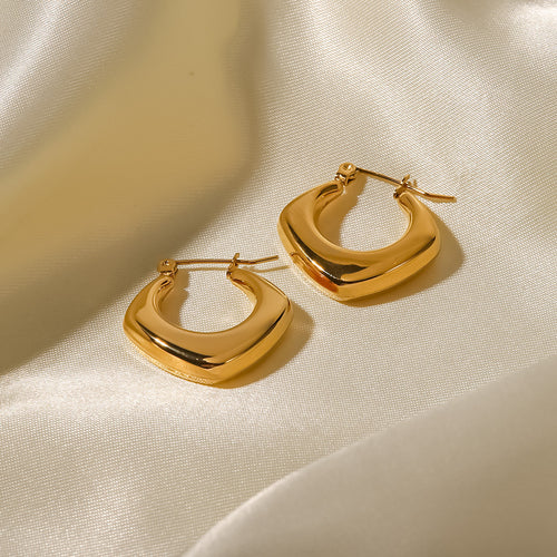 18K Gold-Tone Geometric Stainless Steel Earrings with geometric design details