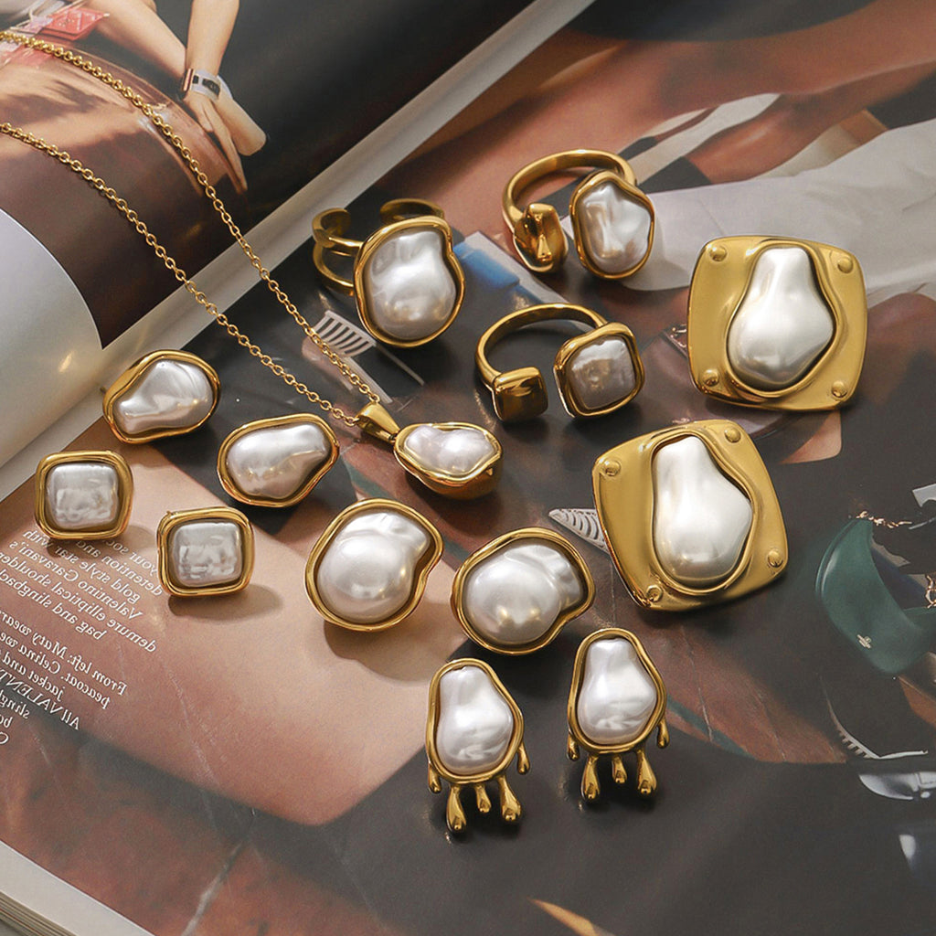 2H Necklace Non-Fading Ring Stainless Steel Earrings Jewelry Earrings