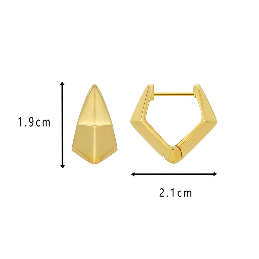 E0581 Design Sense Geometric Multi-sided Three-dimensional Earrings for Women Simple and Cool Style Ear Hoops