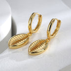 E0577 Design Three-Dimensional Texture Earrings Brass Gold-Plated Hollow Conch Shape Earrings
