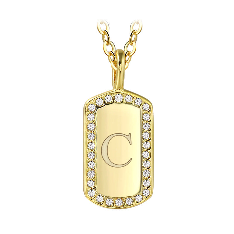 N0046 Gold-plated26Letter Square Necklace for Women, Simple Design English Choker Jewelry