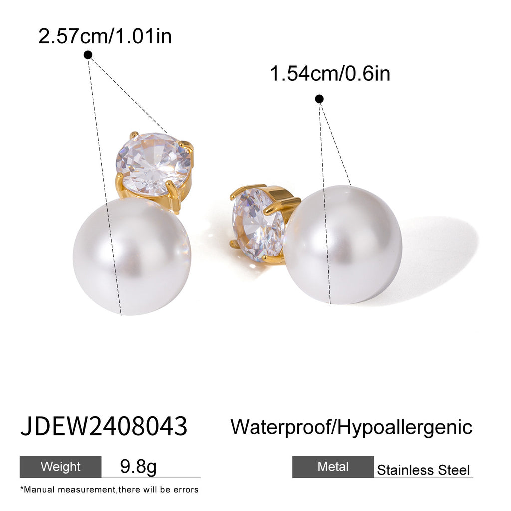 Pearl Earrings Stainless Steel Stud Jewelry Earrings