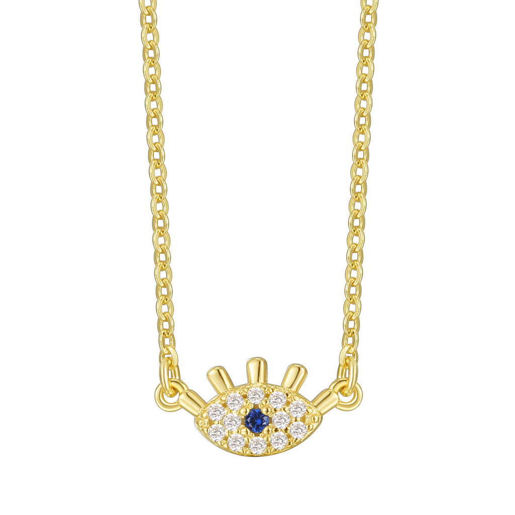 S925 Silver Blue Eye Necklace Minimalist Diamond Collarbone Chain