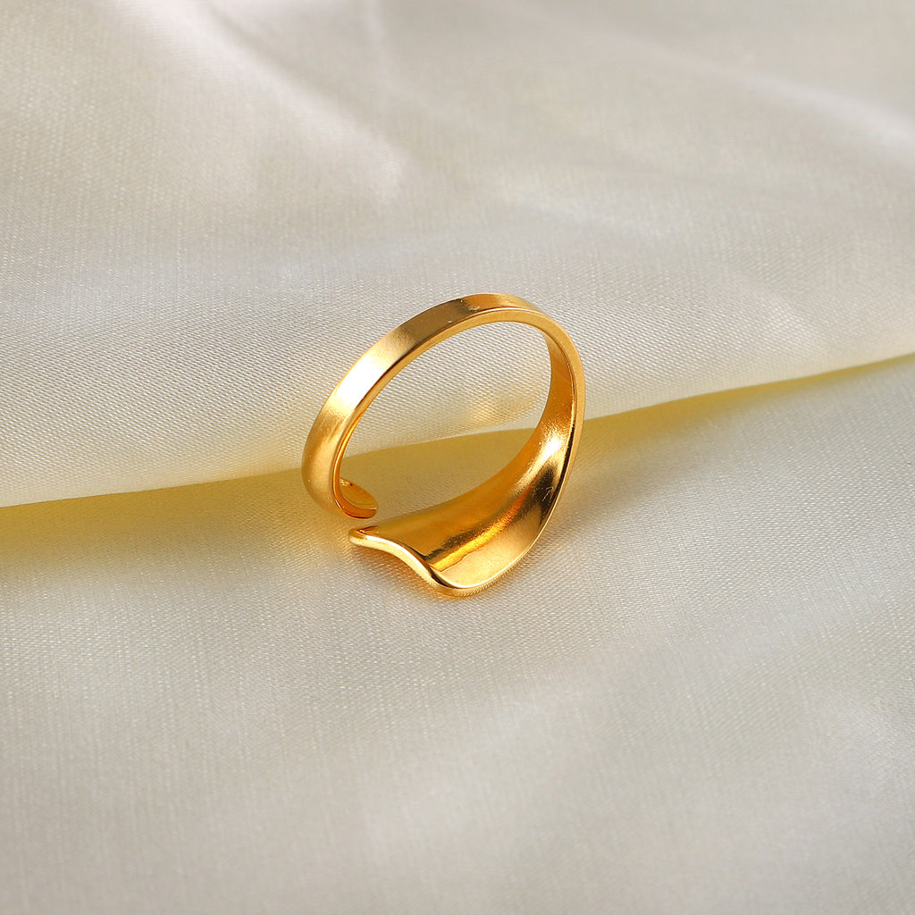 2H  Ring18K Gold-plated Stainless Steel Irregular Open Ring Geometric Shape Ring for Women