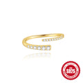 Water-Drop Heart Zircon 925 Sterling Silver Open Ring — design contour — jewelry finish and design detail