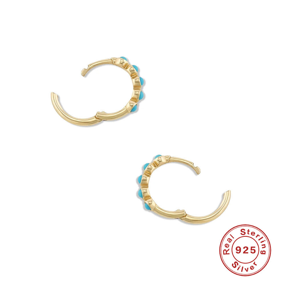 S925Sterling Silver Turquoise Diamond Earrings Earrings Fashion Classic Simple Style Earrings