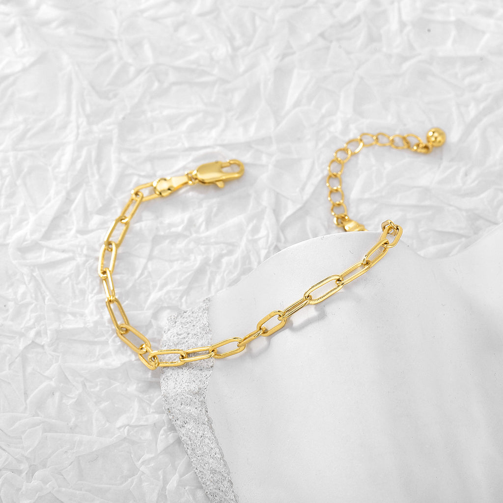 B0049 Bracelet Simple and Trendy Women's Metal Paperclip Oval Chain gold Bracelet