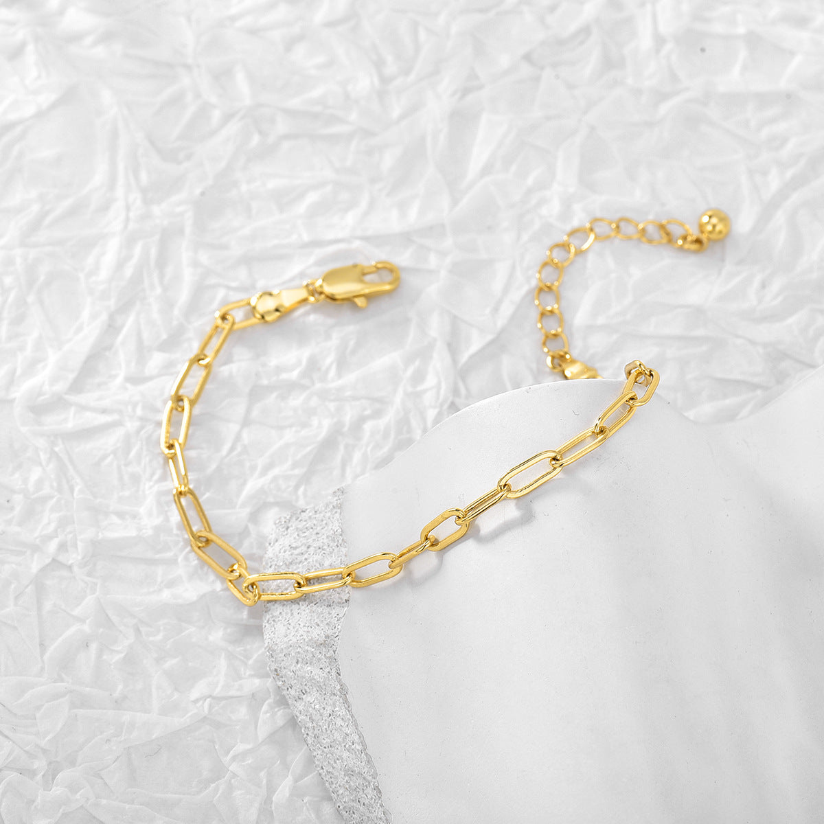 B0049 Bracelet Simple and Trendy Women's Metal Paperclip Oval Chain gold Bracelet
