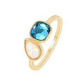 Gold-Plated Brass Geometric Opal Ring with a geometric design profile