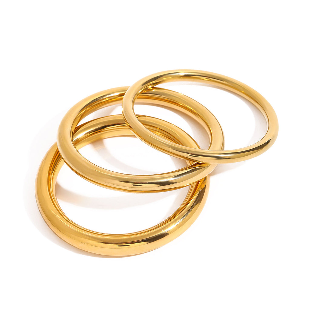 18k Gold Plain Circle Bracelet Non-Fading Jewelry Stainless Steel